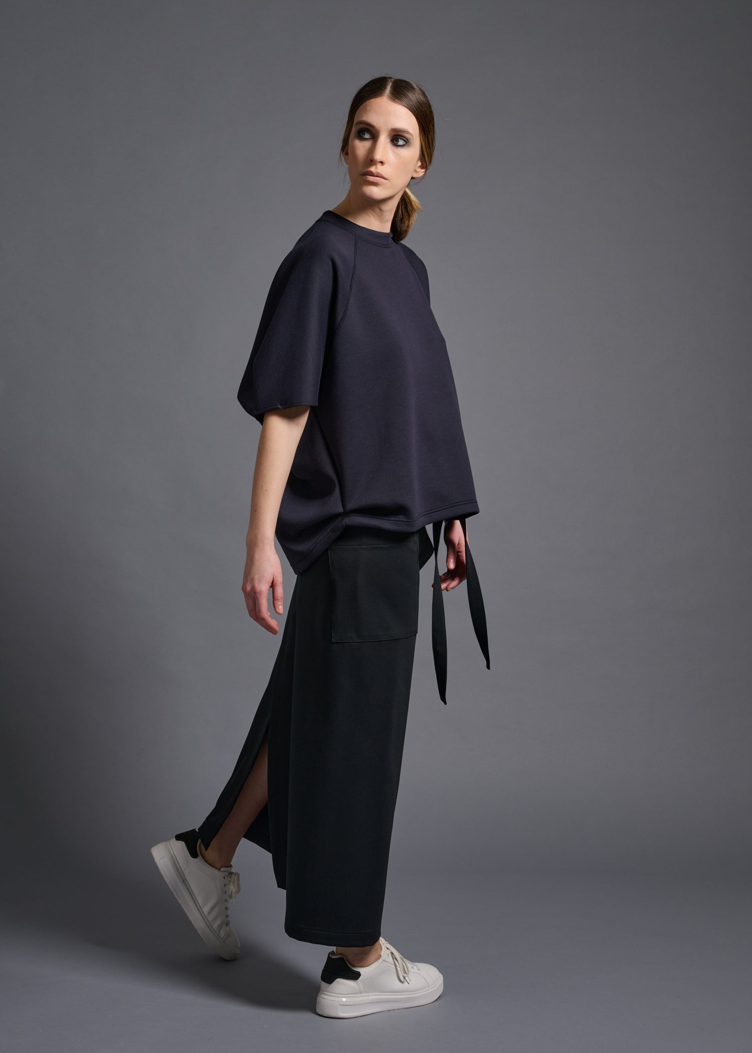 12 MIRANDA WRAP SKIRT / DOUBLE FACE SUITING - C13