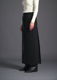 Long wrap skirt, black, cogthebigsmoke, one size fits all, sustainable fashion, less is more, made in Japan, quiet luxury, minimalist
