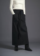 Long wrap skirt, black, cogthebigsmoke, one size fits all, sustainable fashion, less is more, made in Japan, quiet luxury, minimalist