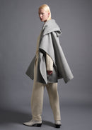 Poncho-shaped cape, lt grey, cogthebigsmoke, one size fits all, sustainable fashion, less is more, made in Japan, quiet luxury, minimalist