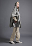 Poncho-shaped cape, lt grey, cogthebigsmoke, one size fits all, sustainable fashion, less is more, made in Japan, quiet luxury, minimalist