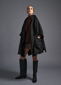 Poncho-shaped cape, black, cogthebigsmoke, one size fits all, sustainable fashion, less is more, made in Japan, quiet luxury, minimalist