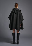 Poncho-shaped cape, black, cogthebigsmoke, one size fits all, sustainable fashion, less is more, made in Japan, quiet luxury, minimalist