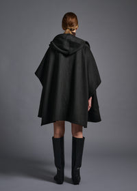 Poncho-shaped cape, black, cogthebigsmoke, one size fits all, sustainable fashion, less is more, made in Japan, quiet luxury, minimalist