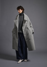 Oversized peacoat, lt grey, cogthebigsmoke, one size fits all, sustainable fashion, less is more, made in Japan, quiet luxury, minimalist
