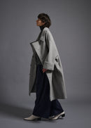 Oversized peacoat, lt grey, cogthebigsmoke, one size fits all, sustainable fashion, less is more, made in Japan, quiet luxury, minimalist
