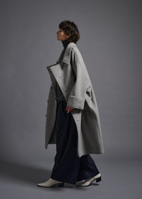 Oversized peacoat, lt grey, cogthebigsmoke, one size fits all, sustainable fashion, less is more, made in Japan, quiet luxury, minimalist