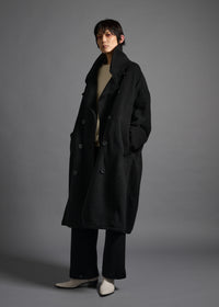 Oversized peacoat, black, cogthebigsmoke, one size fits all, sustainable fashion, less is more, made in Japan, quiet luxury, minimalist
