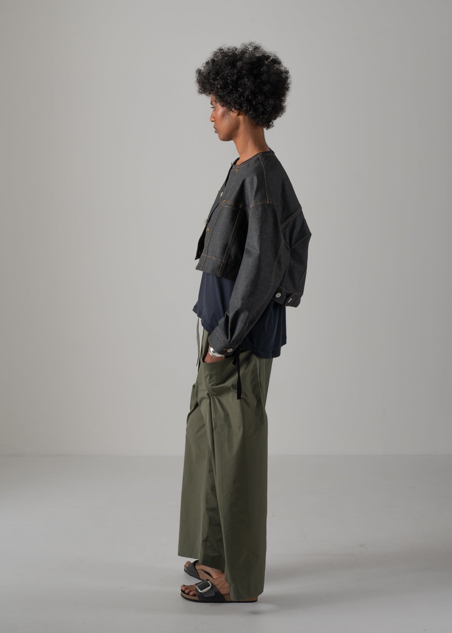 16 NIKKI COLLARLESS JACKET / HYPER DENIM JERSEY - C14