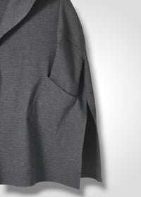 17 ORNELLA HOODED WRAP COAT / SUPER120S PURE WOOL SPONGY JERSEY - C15