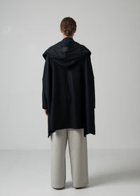 17 ORNELLA HOODED WRAP COAT / SUPER120S PURE WOOL SPONGY JERSEY - C15