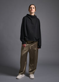 Bottle-neck sweatshirt, black, cogthebigsmoke, one size fits all, sustainable fashion, less is more, made in Japan, quiet luxury, minimalist