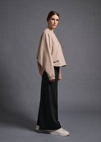 Tucked hem sweatshirt, chai, cogthebigsmoke, one size fits all, sustainable fashion, less is more, made in Japan, quiet luxury, minimalist