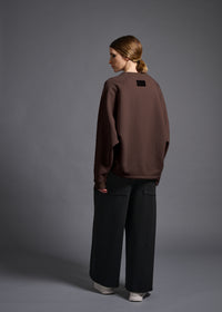 Tucked hem sweatshirt, chocolate cogthebigsmoke, one size fits all, sustainable fashion, less is more, made in Japan, quiet luxury, minimalist