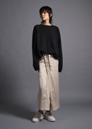 Tucked hem sweatshirt, black, cogthebigsmoke, one size fits all, sustainable fashion, less is more, made in Japan, quiet luxury, minimalist