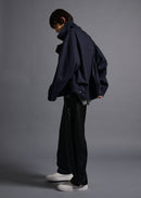 oversized biker jacket, navy, cogthebigsmoke, one size fits all, sustainable fashion, less is more, made in Japan, quiet luxury, minimalist