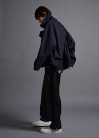 oversized biker jacket, navy, cogthebigsmoke, one size fits all, sustainable fashion, less is more, made in Japan, quiet luxury, minimalist