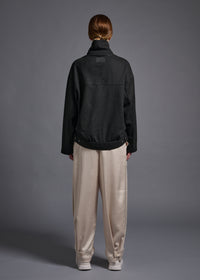 oversized biker jacket, charcoal, cogthebigsmoke, one size fits all, sustainable fashion, less is more, made in Japan, quiet luxury, minimalist