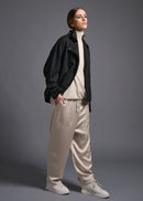 oversized biker jacket, charcoal, cogthebigsmoke, one size fits all, sustainable fashion, less is more, made in Japan, quiet luxury, minimalist