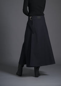 flared wrap skirt, navy, cogthebigsmoke, one size fits all, sustainable fashion, less is more, made in Japan, quiet luxury, minimalist