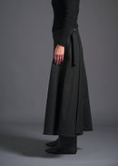 flared wrap skirt, charcoal, cogthebigsmoke, one size fits all, sustainable fashion, less is more, made in Japan, quiet luxury, minimalist