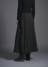 flared wrap skirt, charcoal, cogthebigsmoke, one size fits all, sustainable fashion, less is more, made in Japan, quiet luxury, minimalist
