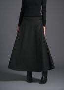 flared wrap skirt, charcoal, cogthebigsmoke, one size fits all, sustainable fashion, less is more, made in Japan, quiet luxury, minimalist