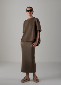 24 HELLEN PENTAGON TOP / HI-LO GAUGE KNIT-LIKE JERSEY - C14