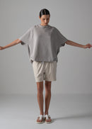 24 HELLEN PENTAGON TOP / HI-LO GAUGE KNIT-LIKE JERSEY - C14