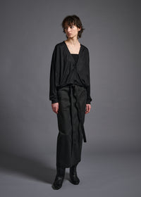 long wrap skirt, charcoal, cogthebigsmoke, one size fits all, sustainable fashion, less is more, made in Japan, quiet luxury, minimalist