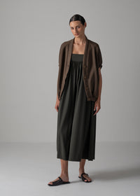 25 NEELA PUFF SLEEVE CARDIGAN / HI-LO GAUGE KNIT-LIKE JERSEY - C14