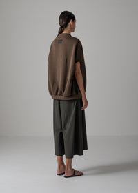 25 NEELA PUFF SLEEVE CARDIGAN / HI-LO GAUGE KNIT-LIKE JERSEY - C14