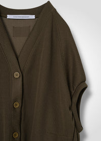 25 NEELA PUFF SLEEVE CARDIGAN / HI-LO GAUGE KNIT-LIKE JERSEY - C14
