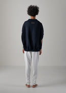 25 NEELA PUFF SLEEVE CARDIGAN / HI-LO GAUGE KNIT-LIKE JERSEY - C14