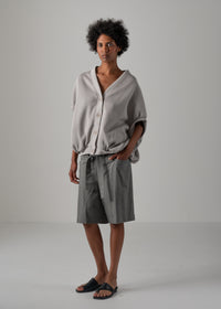 25 NEELA PUFF SLEEVE CARDIGAN / HI-LO GAUGE KNIT-LIKE JERSEY - C14