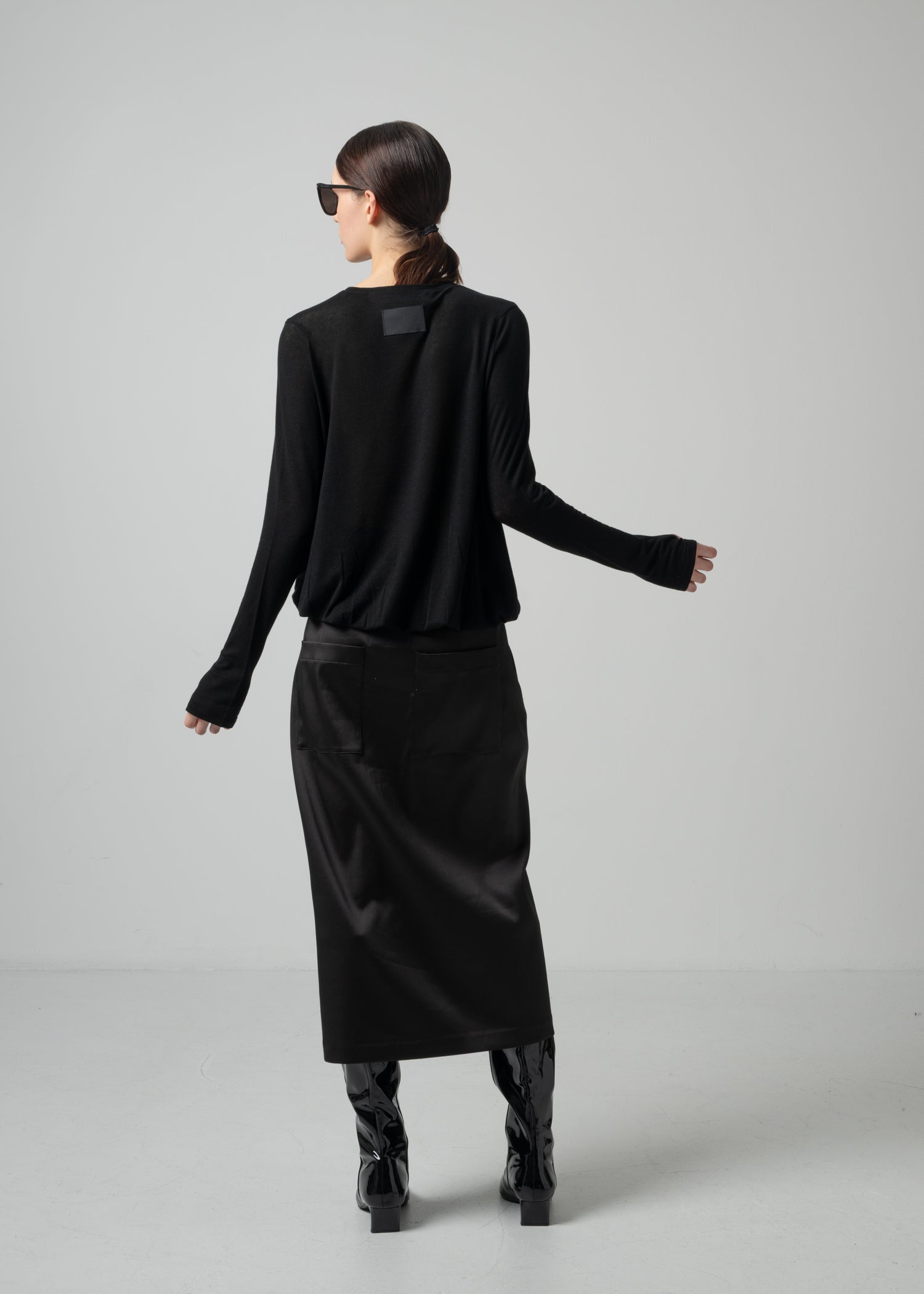 25 NIKA LONG SLEEVE TOP / CASHMERE SILK SHEER JERSEY - C15