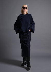 Oversized long sleeve sweatshirt, navy, cogthebigsmoke, one size fits all, sustainable fashion, less is more, made in Japan, quiet luxury, minimalist