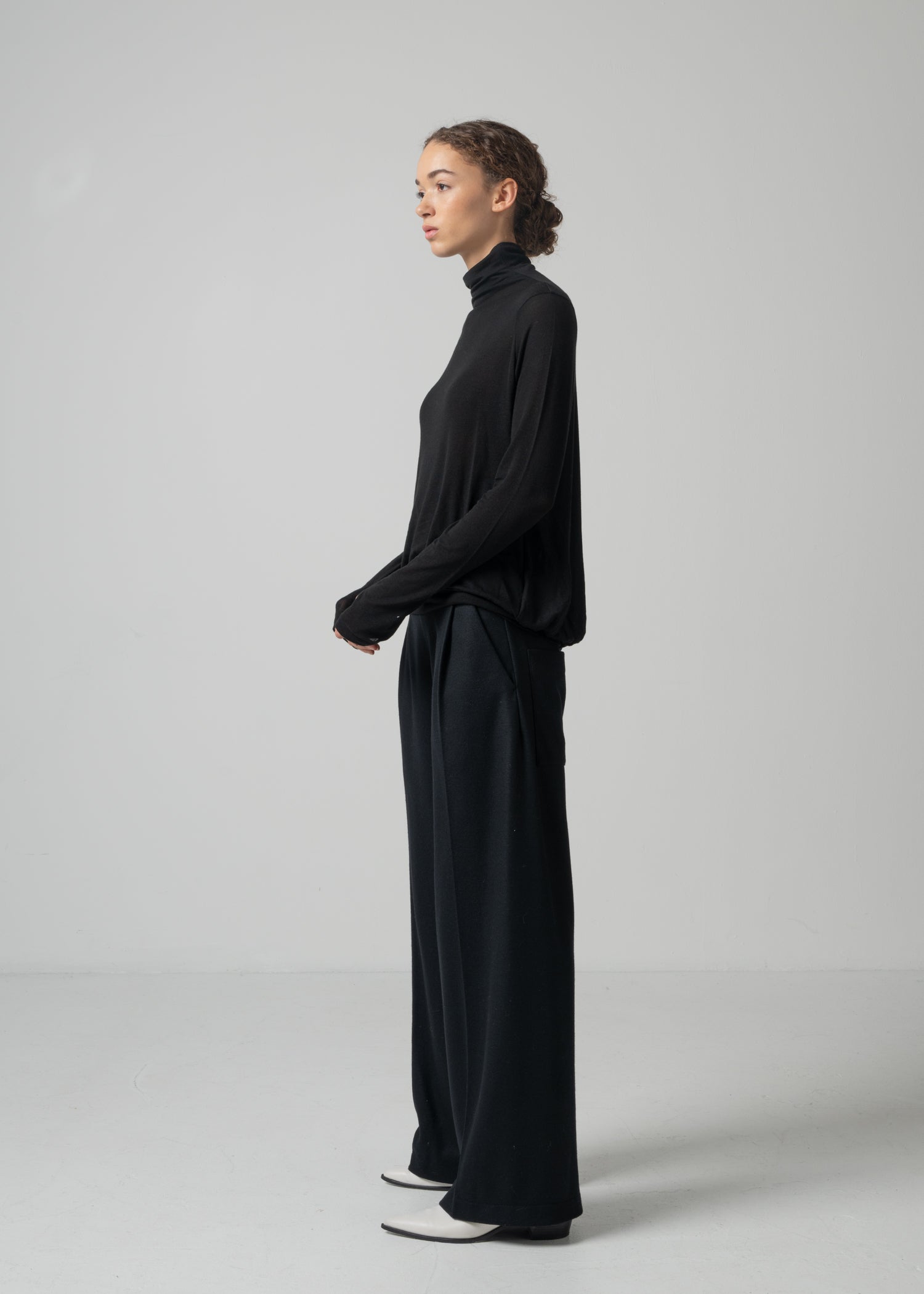 26 OMARI BOTTLE NECK TOP / CASHMERE SILK SHEER JERSEY - C15