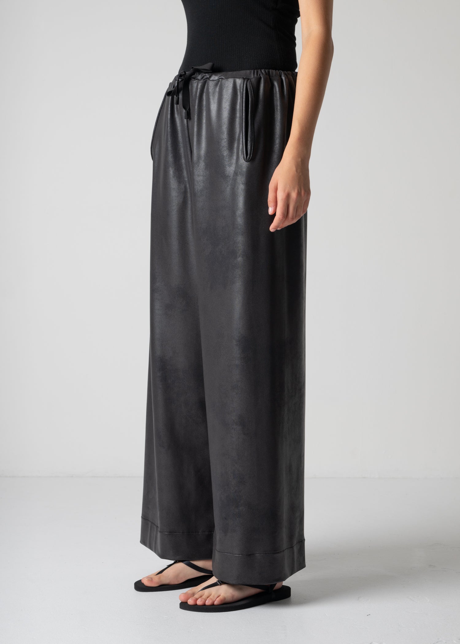 super loose trousers, dark brown, vegan leather, cogthebigsmoke, one size fits all, sustainable fashion, less is more, made in Japan, quiet luxury, minimalist