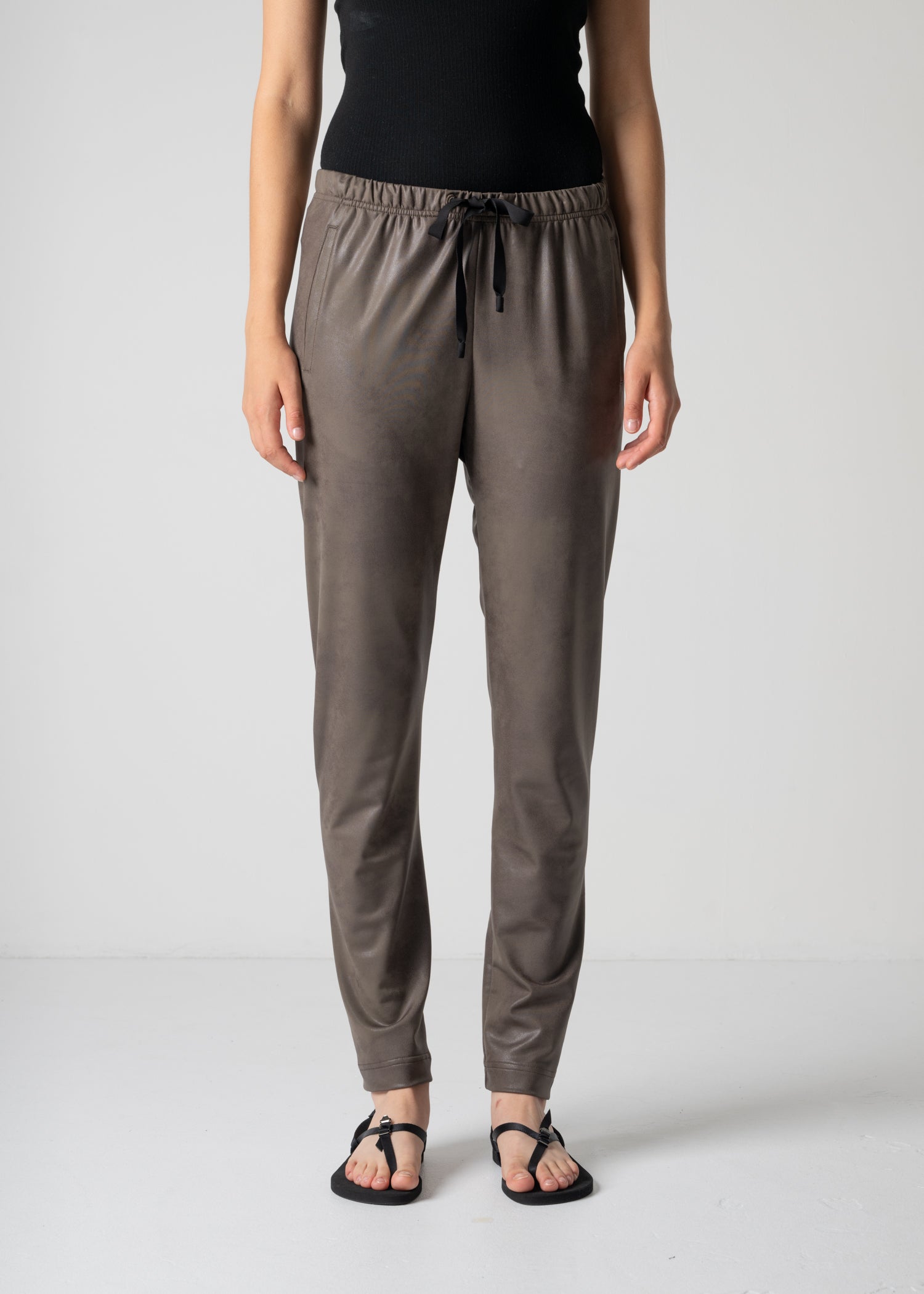 leggings, dk brown, vegan leather, cogthebigsmoke, one size fits all, sustainable fashion, less is more, made in Japan, quiet luxury, minimalist