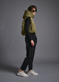 hoody cropped vest, matcha, cogthebigsmoke, one size fits all, sustainable fashion, less is more, made in Japan, quiet luxury, minimalist