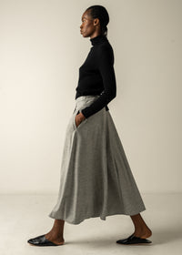 HALO SEMI-FLARE SKIRT / WOOL MILLED JERSEY - C9