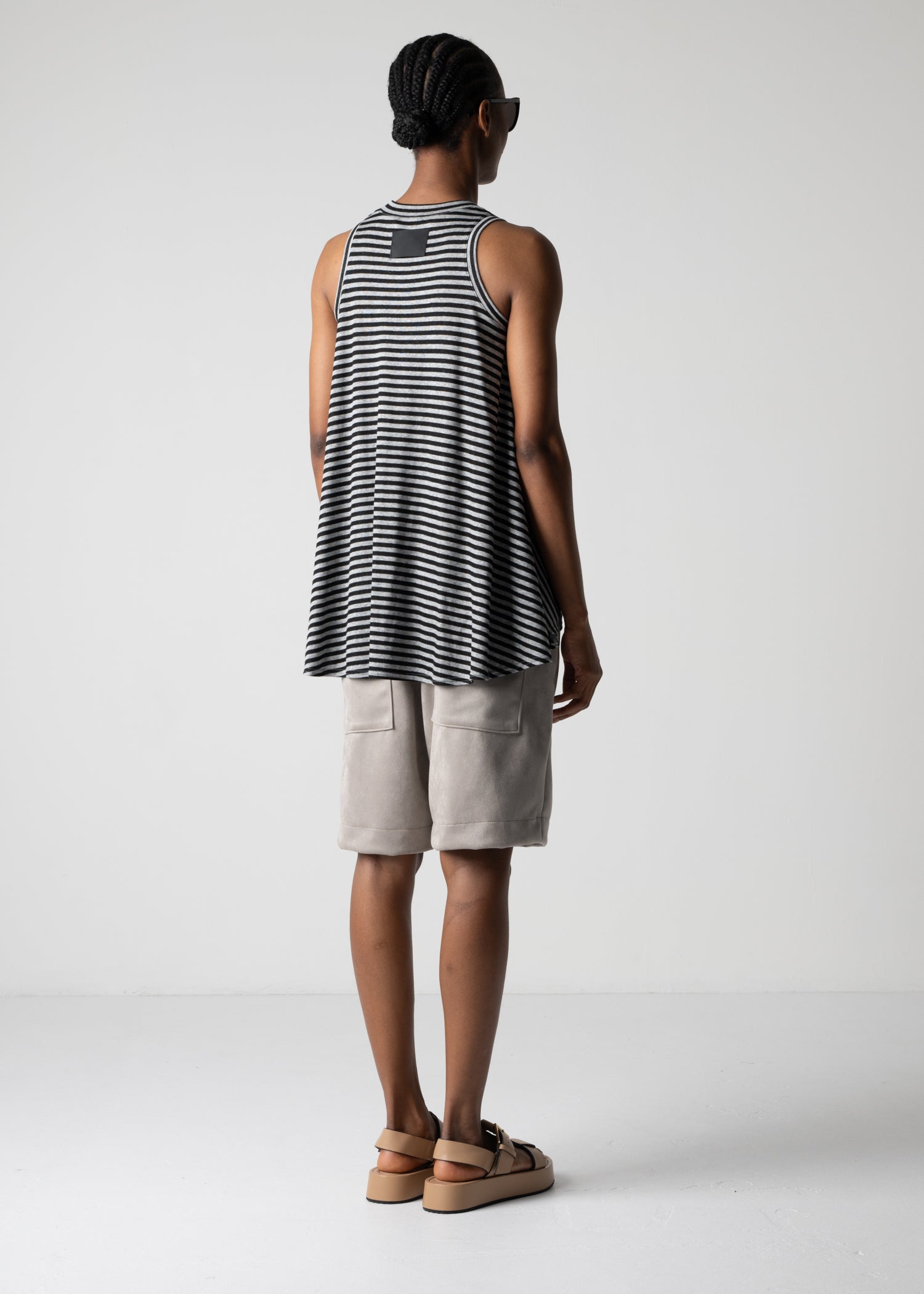 American sleeve top, grey black stripe, cogthebigsmoke, one size fits all, sustainable fashion, less is more, made in Japan, quiet luxury, minimalist