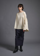 Long-sleeved blouse, milk, cogthebigsmoke, one size fits all, sustainable fashion, less is more, made in Japan, quiet luxury, minimalist