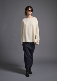 Long-sleeved blouse, milk, cogthebigsmoke, one size fits all, sustainable fashion, less is more, made in Japan, quiet luxury, minimalist