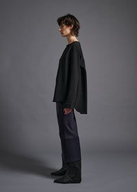 Long-sleeved blouse, black, cogthebigsmoke, one size fits all, sustainable fashion, less is more, made in Japan, quiet luxury, minimalist