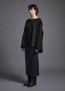 Long-sleeved blouse, black, cogthebigsmoke, one size fits all, sustainable fashion, less is more, made in Japan, quiet luxury, minimalist