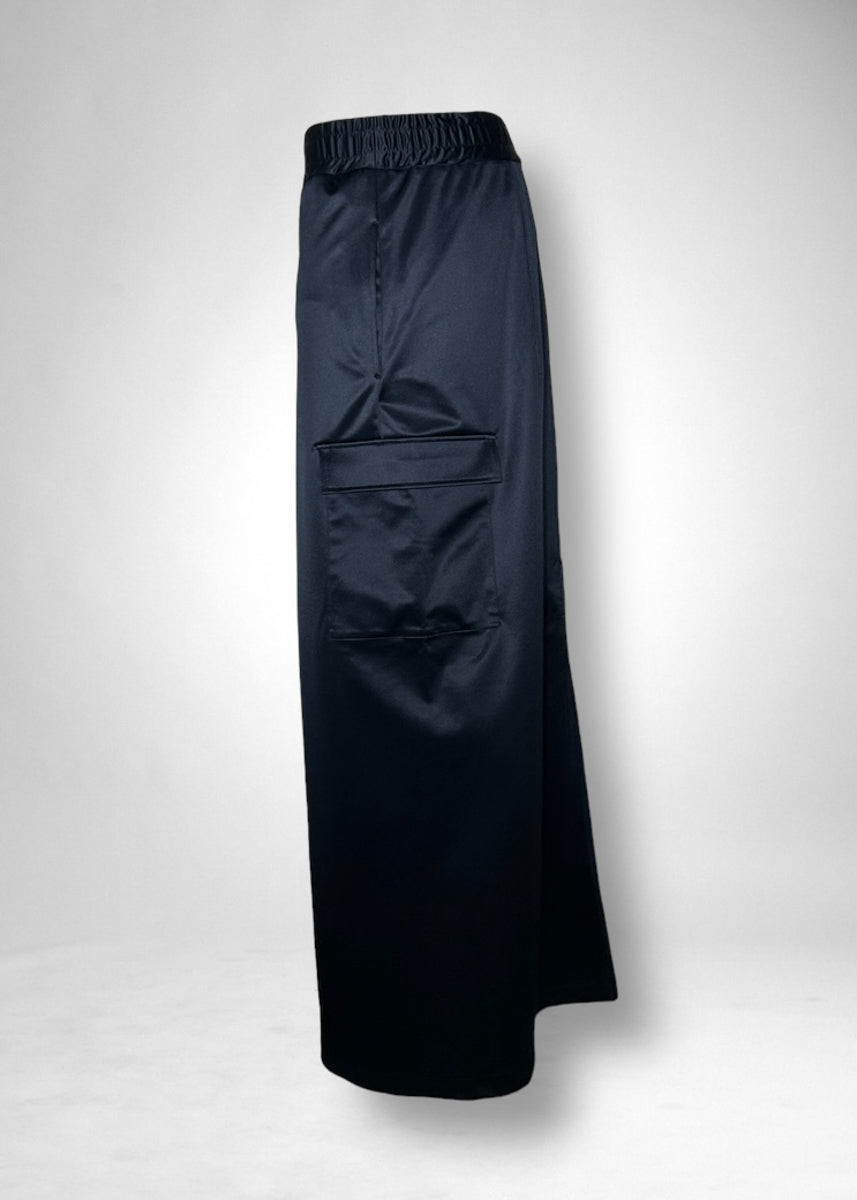 34 KHLOE LONG CARGO SKIRT / SILKY SATIN JERSEY - C11