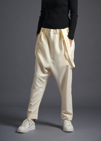 Tapered trousers with detachable shoulder straps, srouel silhouette, milk, cogthebigsmoke, one size fits all, sustainable fashion, less is more, made in Japan, quiet luxury, minimalist