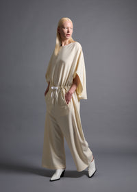 Wide leg jumpsuit, milk, cogthebigsmoke, one size fits all, sustainable fashion, less is more, made in Japan, quiet luxury, minimalist